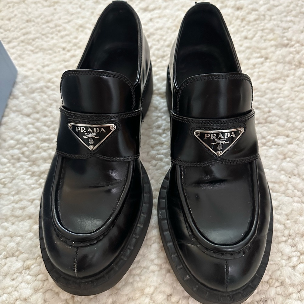 Prada chocolate brushed loafers, EU 38 / US 8